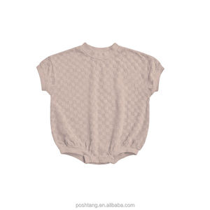 FOCUS Barboteuses d'été à carreaux à manches courtes pour enfants Combinaisons de couleur unie en coton doux pour bébé Bodys amples pour garçons Nouveau design Barboteuse pour bébé - Product Image 1