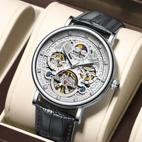 Nouvelle montre mécanique squelette de luxe pour homme, élégante, phase de lune, de haute qualité, lumineuse, étanche, automatique