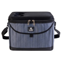 Sac isotherme pliable de grande capacité 20L avec housse en polyester, bandoulière, poche avant et poignée pour canettes