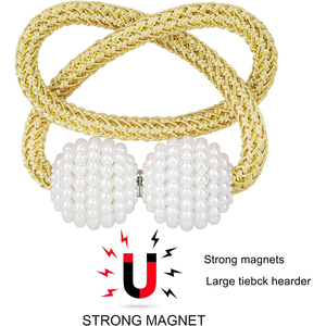 Wholesale Home Decor Curved Polyester Pearl Magnetic Curtain Tieback Clip Accessories Hot Sale Curtain Holders - Product Image 3