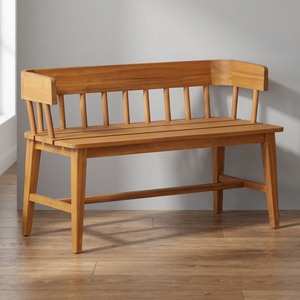 Banc de relaxation d'extérieur en teck massif 2 places avec dossier à tiges, pour patio - Product Image 3