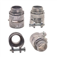EMT 1/2 "Zinc Die Cast BX-Flex Squeeze Tipo Conector recto Acoplamiento de conector de conducto de metal flexible eléctrico