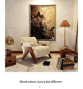 Canapé simple de style crème moderne pour salon <span class=keywords><strong>et</strong></span> bureau, rembourré en éponge, avec pieds en bois massif, idéal pour appartement ou hôtel - Product Image 3