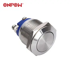 ONPOW 19mm push button on and off switch screw terminal stainless steel(GQ19F-10/S) (Dia. 19mm)(CE,CCC,ROHS,REACH)