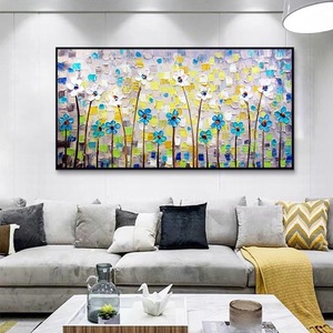<span class=keywords><strong>Peinture</strong></span> à l'huile sur mesure pour salon, <span class=keywords><strong>peinture</strong></span> sur toile, <span class=keywords><strong>fleurs</strong></span> abstraites faites à la main, <span class=keywords><strong>couteau</strong></span> à palette, 100% - Product Image 4