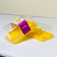 Boîte à pain en plastique, boîte d'emballage pour pain grillé, gâteau, rouleau, base rectangulaire dorée avec couvercle transparent, jetable pour l'utilisation alimentaire