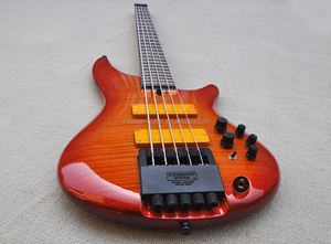 Guitare électrique sans tête Flyoung Cherry Sunburst <span class=keywords><strong>5</strong></span> <span class=keywords><strong>cordes</strong></span>, instruments à <span class=keywords><strong>cordes</strong></span>, corps en acajou - Product Image 4