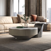 Ensemble Meuble TV et Table Basse Nordique pour Salon, Style Moderne et Luxe, avec Plateau en Pierre