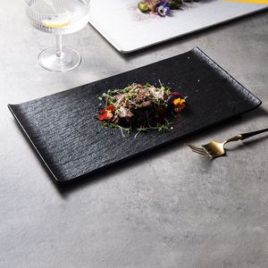 Chef Japan Rock Pratos Hotel Restaurant Japanese Black <b>Ceramic</b> Dinner <b>Plate</b> Dishes Set Crockery Assiette Porcelain Sushi <b>Plate</b> - Product Image 4