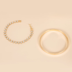 Châu Âu Và Mỹ Cổ Điển Vàng Pha Lê Vòng Đeo Tay Thiết Lập Thời Trang Hợp Kim Trang Sức Với Đánh Bóng Bề Mặt Cho Đám Cưới Và Các Bên - Product Image 4