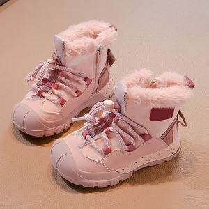2024 nuevas <span class=keywords><strong>botas</strong></span> de invierno gruesas y cálidas Unisex para niños, botines antideslizantes con <span class=keywords><strong>cordones</strong></span> para niñas, zapatos de invierno para niñas - Product Image 1