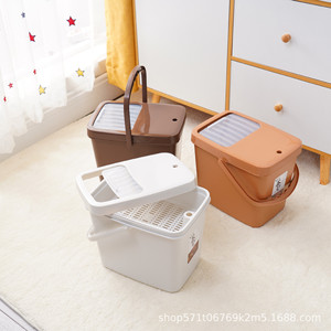 Cubo de basura cuadrado para el hogar con separación de residuos secos y húmedos, tapa deslizante, gran capacidad, para oficina y sala de estar - Product Image 3