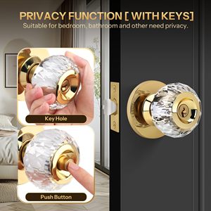 Blue Polished Crystal Durable Anti-Theft Anti-Rust High-grade Brass Cylinder <strong>Door</strong> <strong>Knob</strong> with Lock and 3 Brass Keys for Iron <strong>Doors</strong> - Product Image 5