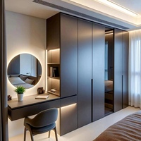 Meubles de chambre à coucher modernes personnalisés, rangement de placard, armoire en bois contreplaqué à 4 portes