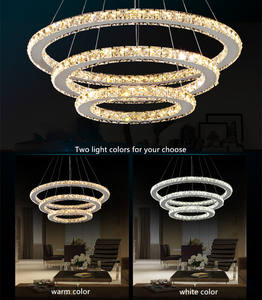 Bauhaus Vitrail Américain 60cm Bague Or Acier Inoxydable Led Suspension Shell Éclairage Lustres - Product Image 4