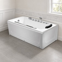 Baignoire balnéo en acrylique blanc de 1500 mm pour salles de bain principales avec panneau rectangulaire et appui-tête profilé