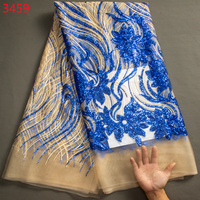 3459 Nouveauté Tissu en dentelle de tulle africaine française à sequins 2023, de haute qualité et de luxe, pour la confection de robes de mariée et de soirée