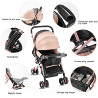 Poussette compacte pour bébé, pliable, légère, avec dossier réglable, capote, porte-gobelet et panier de rangement