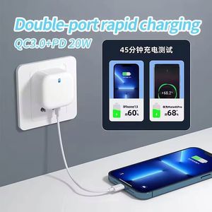 US EU UK <b>Plug</b> 20W Dual Ports USB Type C Wall Charger PD Fast Charging Power <b>Adapter</b> A+C Charger with Retail Box - Product Image 4