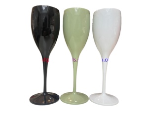 Flûtes à champagne et verres à vin rouge en plastique de luxe modernes, colorés, avec logo personnalisé pour mariage, fête et voyage - Product Image 2