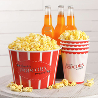 Seau à popcorn en papier de haute qualité, jetable, pour collations, chips, popcorn, 32 oz, 46 oz, logo personnalisé, gobelet en papier pour popcorn