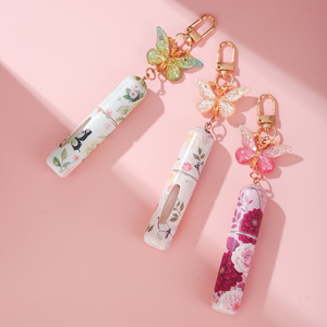 Cute Butterfly Floral Mini <b>Perfume</b> <b>Bottle</b> Spray Pendant Refillable <b>5ml</b> Travel Fragrance Atomizer Breathable UV Printed Rose Gold - Product Image 4