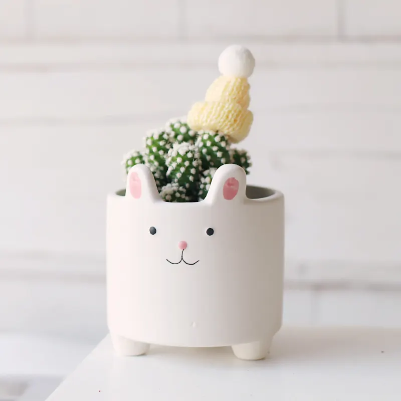 Новый дизайн, маленькие керамические цветочные горшки в виде милых кроликов, кошек, животных