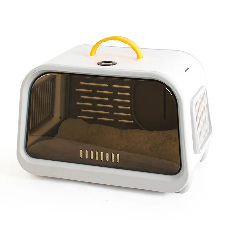 New Design PP Plastic portable soft pet carrier dog cat travel bag transparent Big Space Box with Thermometer