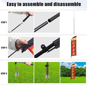 Banderas de Playa, Kit de Mástil para Bandera de Plumas, Publicidad Exterior Personalizada, Impresión de Logotipo, Banderas Rectangulares de 12 Pies con Mástil - Product Image 5