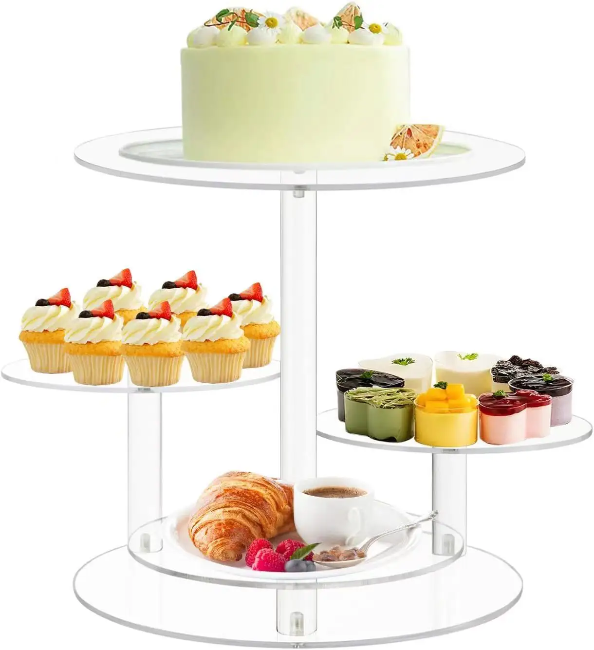 Acrylic Wedding Cake Rack with Layer Stands Paper Cup Cake and Pastry Display Rack