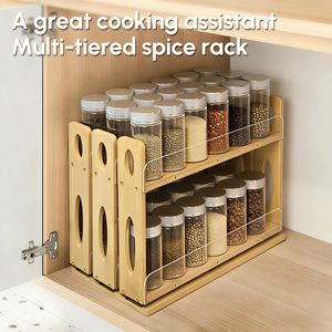 Organisateur de rangement pour épices pour armoire, en bambou, coulissant, pour assaisonnements, organisation verticale pour cuisine et garde-manger, 7,6 pouces de large, 3 tiroirs - Product Image 5