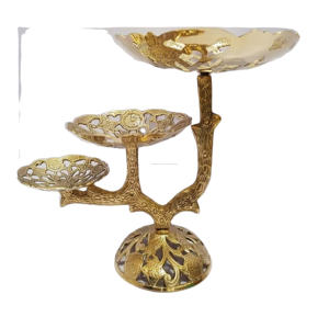 Cuenco de fruta de latón antiguo de tres neumáticos, decoración de mesa de boda, Material de latón, el más vendido - Product Image 1