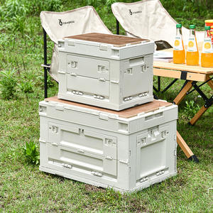 Boîte de rangement pliable pour le camping en plein air avec couvercle en bois 26L <span class=keywords><strong>60L</strong></span> Boîtes de rangement pliables multifonctionnelles en <span class=keywords><strong>plastique</strong></span> pour le camping - Product Image 1