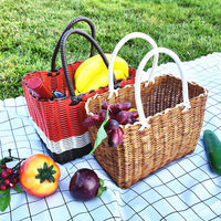 Panier de rangement pour fruits en PVC écologique moderne, fait main, tressé avec poignée, pour la cuisine et les fêtes
