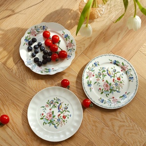 Offre Spéciale – Assiettes en Céramique Traditionnelles Chinoises de 8 Pouces à Motifs Floraux et Oiseaux, Bord Festonné, <span class=keywords><strong>pour</strong></span> Dîner, Desserts et Gâteaux à Domicile - Product Image 2
