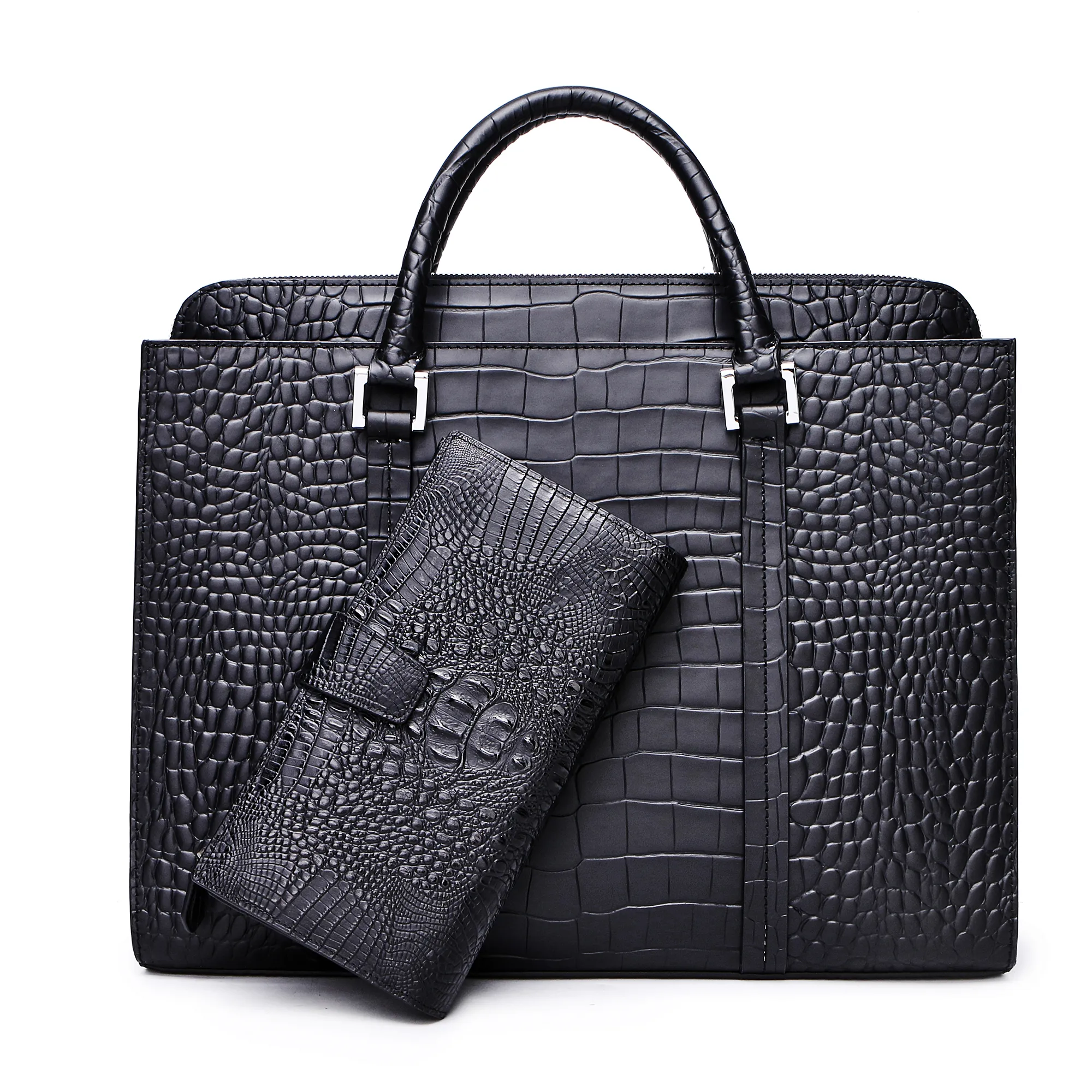 2024 luxury genuine alligator leather briefcase men leather bag high end business laptop work bag purse and handbag for women