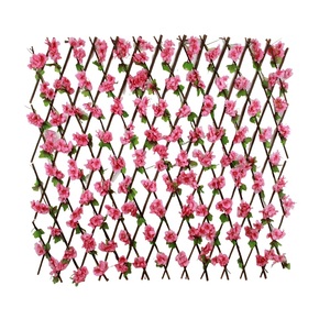 Artifical Plant Screen for Outdoor Privacy Expandable Garden Fence Privacy Screen with <strong>Artificial</strong> Willow <strong>Trellis</strong> and <strong>Flowers</strong> - Product Image 3