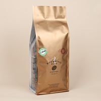 Sacs en aluminium personnalisés à fond plat avec soufflet pour emballage de grains de café 100g 250g 500g 1kg avec valve et fermeture éclair
