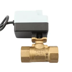 DN25 Bidirectional 1-Inch Brass Ball Valve AC Motor Control With AV24V AC220V Driver Square Head Connection