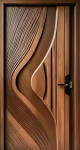 Custom Solid Wood Carved Modern Front Entry Door for Bedroom <b>Bathroom</b> Living Room Home Office Dining & Hotel Use - Product Image 2