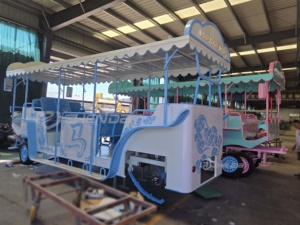 Carroza turística multisedas azul de suministro directo de fábrica, carroza para bodas, carroza para recorridos en parques - Product Image 2