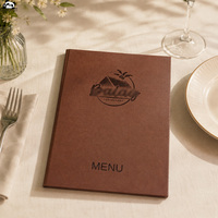 Porte-menus d'hôtel en cuir PU rigide à 2 vues avec logo personnalisé et fermeture à vis sur le dessus pour restaurants