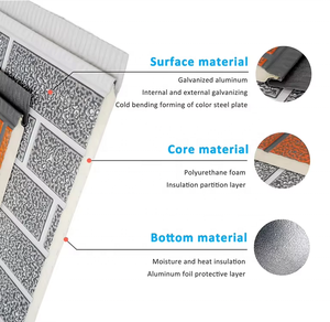 Panneau sandwich PU moderne en métal sculpté, ignifuge et isolant thermiquement pour murs extérieurs de bâtiments d'appartements et entrepôts extérieurs - Product Image 3
