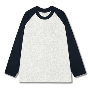 T-shirt élégant pour femme RUICHI 200GSM 100% coton, manches raglan colorées, col rond ample, style américain, printemps-automne - Product Image 3