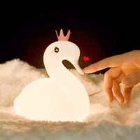 Veilleuse LED rechargeable USB en forme de cygne pour chambre de bébé, lumière blanche chaude, lampe de table portable en silicone pour enfants avec interrupteur