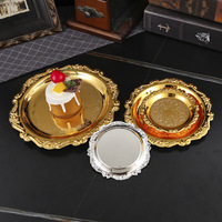 Fer Art or Relief petit plateau pour fête fruits Snack assiette à gâteau décoratif thé tasse plateau bijoux plateau de rangement Table à Dessert