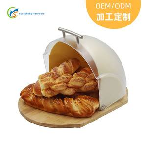 Boîte de rangement pour pain avec plateau en bambou, couvercle transparent à rabat pour conteneur alimentaire de boulangerie - Product Image 1