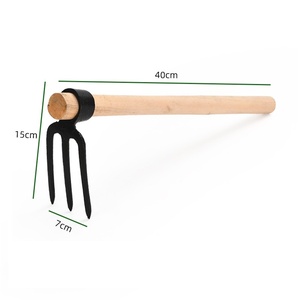 Giardinaggio forcella a tre denti diserbo scavare terreno piantare piantare ortaggi fiore manico in legno piccone piccola <span class=keywords><strong>zappa</strong></span> da scavo - Product Image 1