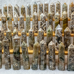 หินคริสตัลแจสเปอร์มหาสมุทรแกะสลักด้วยมือแบบธรรมชาติขายส่ง หินควอตซ์ทรงหอคอย สำหรับตกแต่งเป็นของขวัญ - Product Image 5
