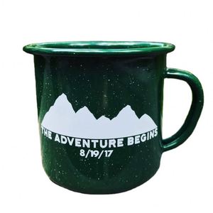 Vaso esmaltado personalizado de 10oz 16oz, taza esmaltada para acampar, borde negro y azul sólido - Product Image 3